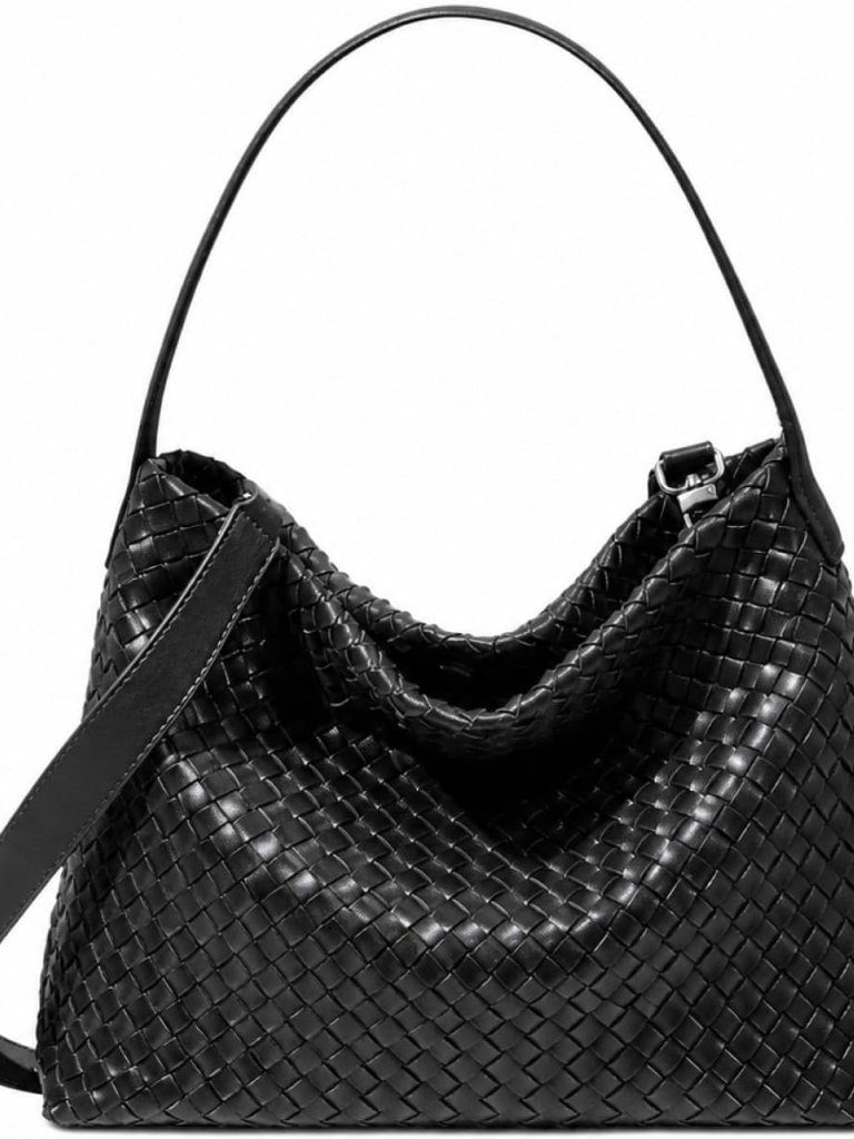 Women's Braided Suede Tote Bag Stylish Suede Hobo Shoulder Bag With Woven Detail